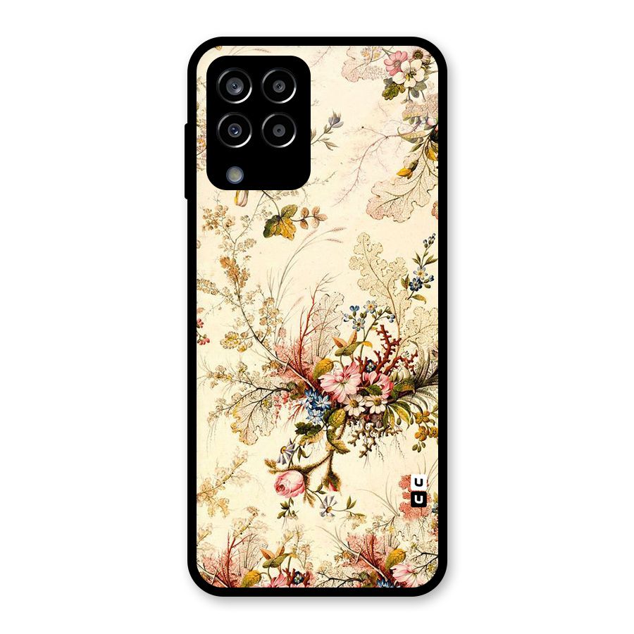 Beige Floral Glass Back Case for Galaxy M33