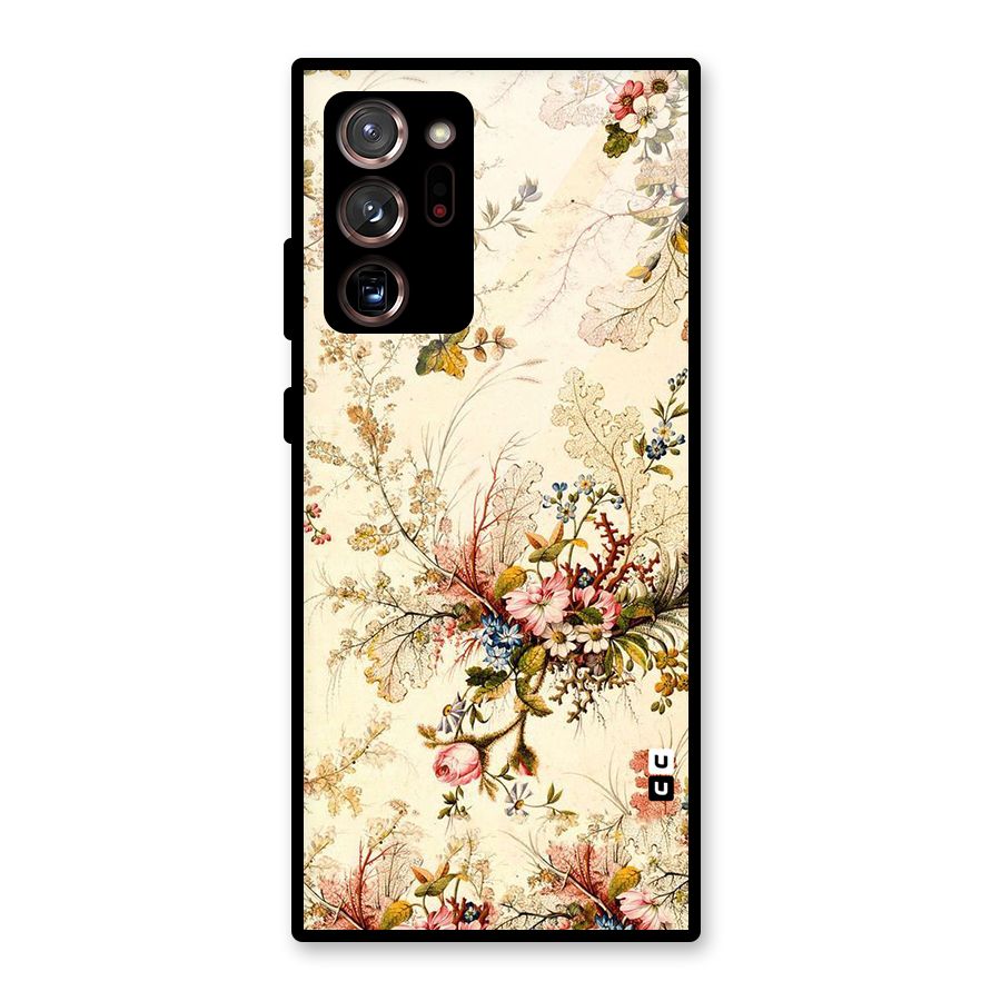Beige Floral Glass Back Case for Galaxy Note 20 Ultra 5G