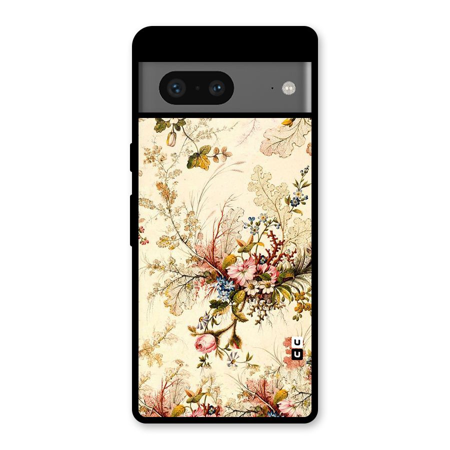 Beige Floral Glass Back Case for Google Pixel 7