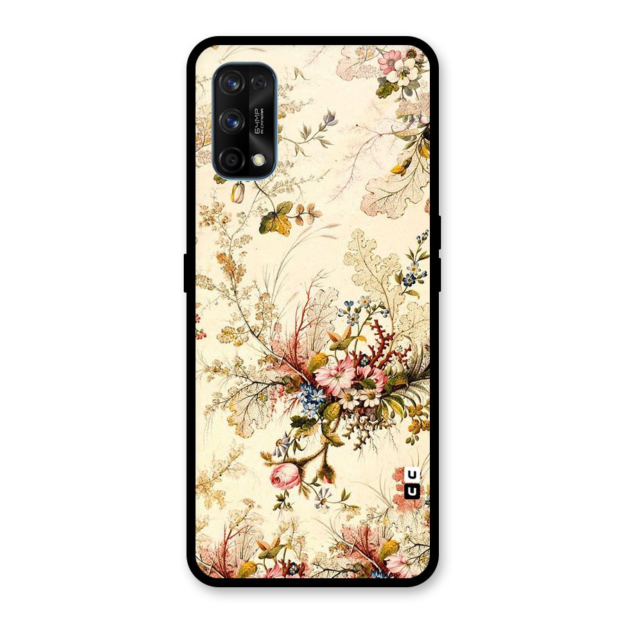 Beige Floral Glass Back Case for Realme 7 Pro