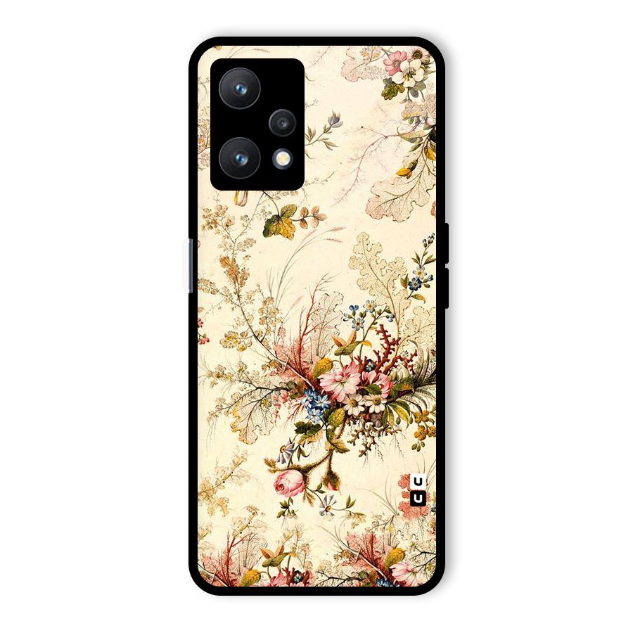 Beige Floral Glass Back Case for Realme 9 Pro 5G