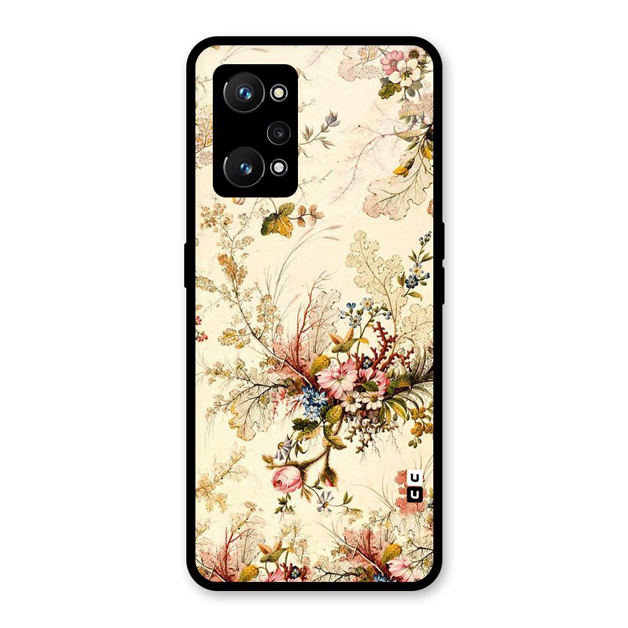 Beige Floral Glass Back Case for Realme GT Neo 3T