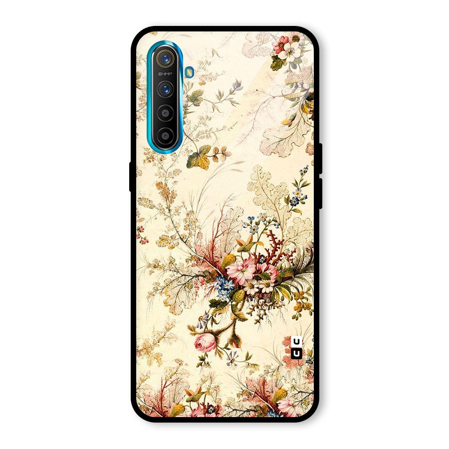 Beige Floral Glass Back Case for Realme X2