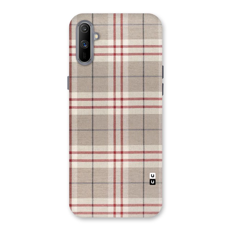 Beige Red Check Back Case for Realme C3