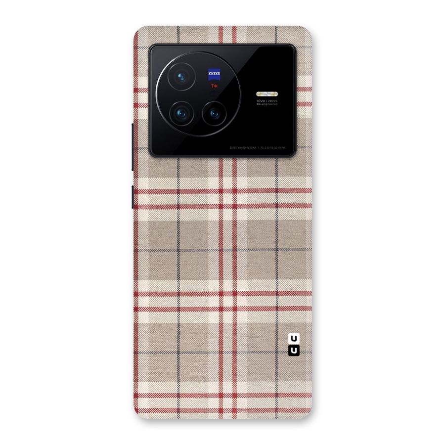 Beige Red Check Back Case for Vivo X80