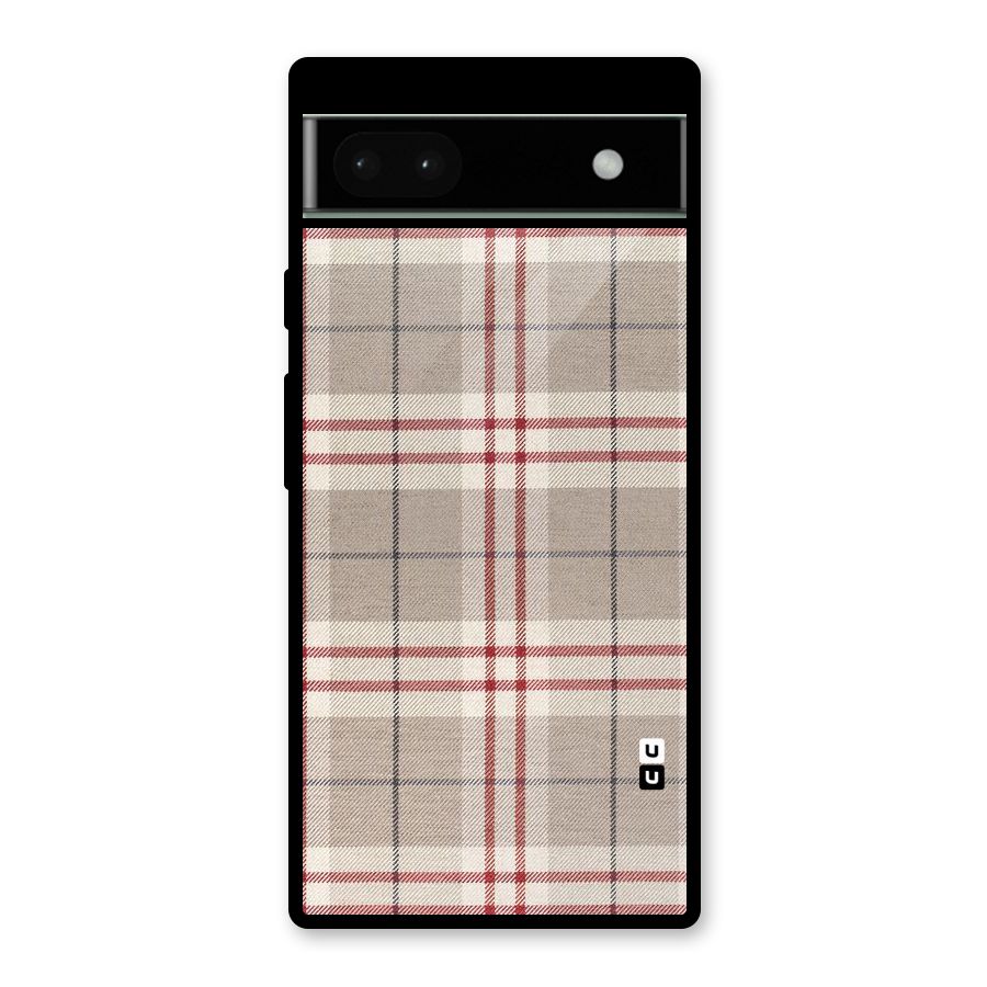 Beige Red Check Glass Back Case for Google Pixel 6a
