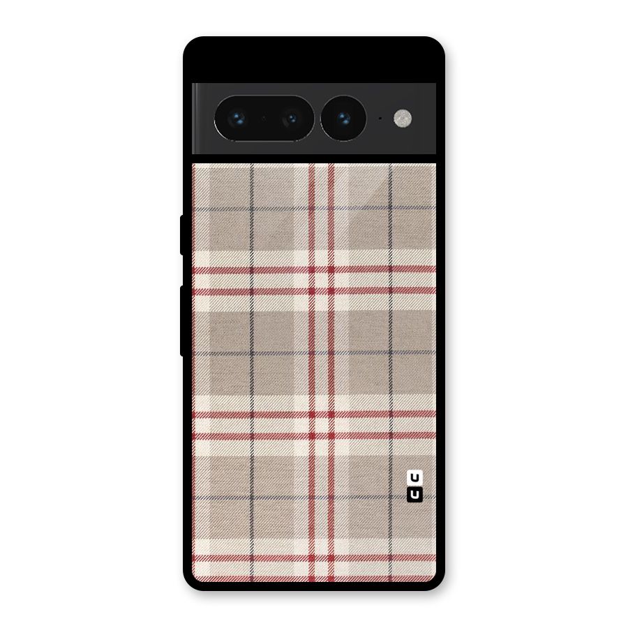 Beige Red Check Glass Back Case for Google Pixel 7 Pro