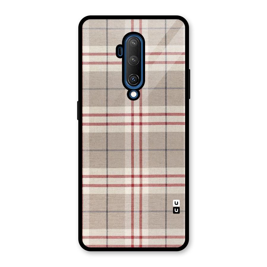 Beige Red Check Glass Back Case for OnePlus 7T Pro