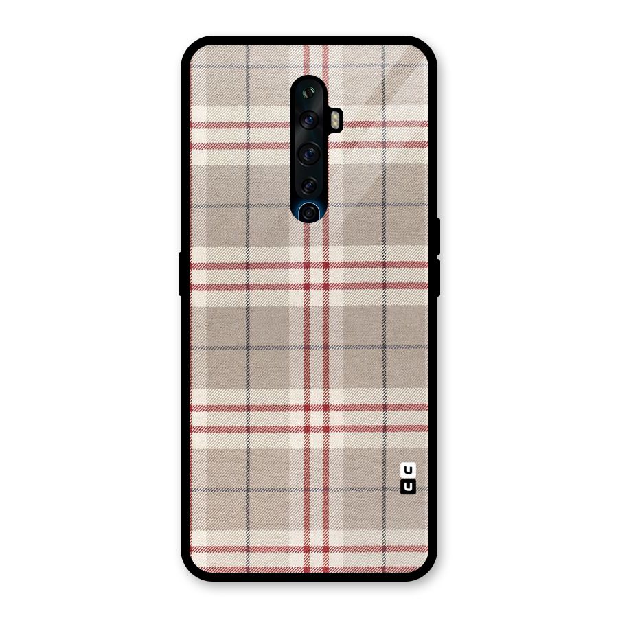 Beige Red Check Glass Back Case for Oppo Reno2 Z