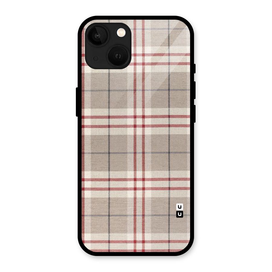 Beige Red Check Glass Back Case for iPhone 13