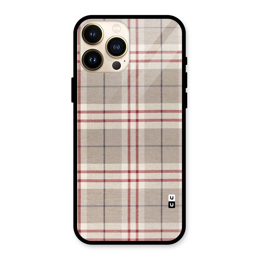 Beige Red Check Glass Back Case for iPhone 13 Pro Max