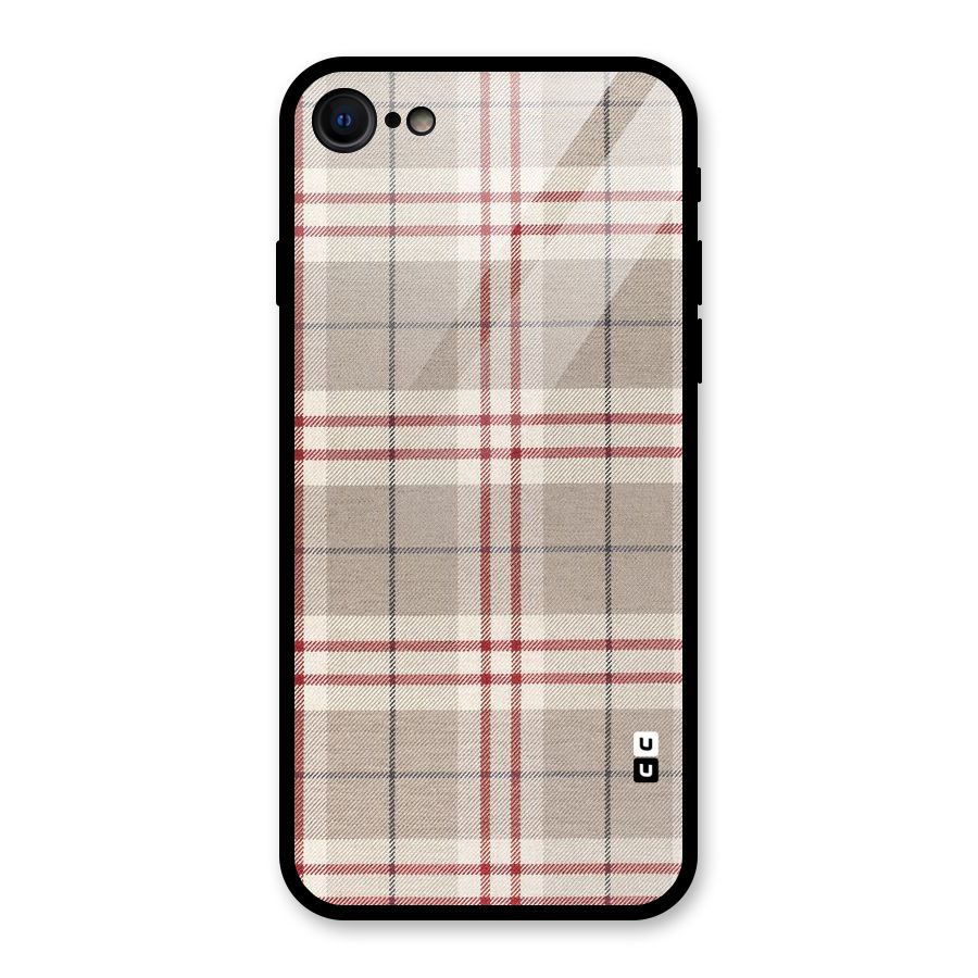 Beige Red Check Glass Back Case for iPhone SE 2022