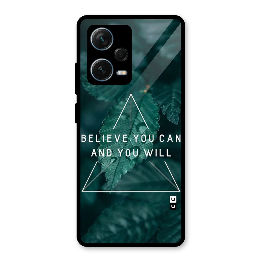 Believe You Can Motivation Glass Back Case for Redmi Note 12 Pro Plus 5G