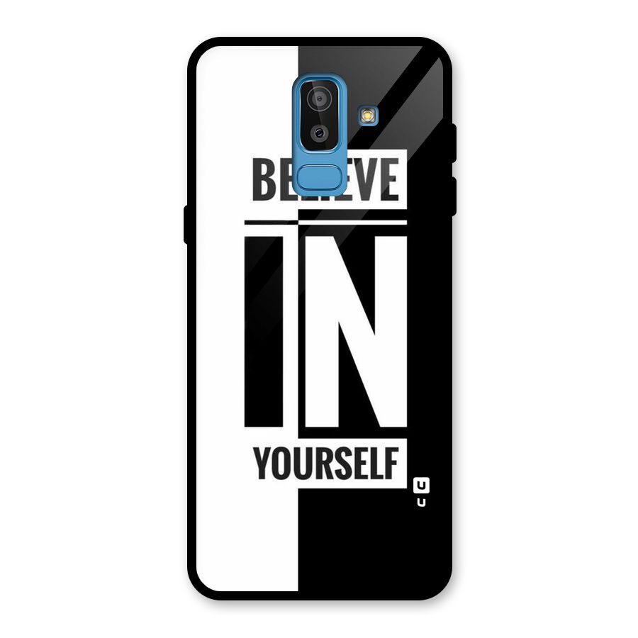 Believe Yourself Black Glass Back Case for Galaxy J8