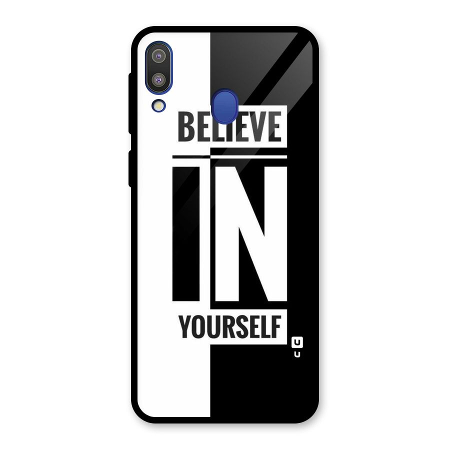 Believe Yourself Black Glass Back Case for Galaxy M20