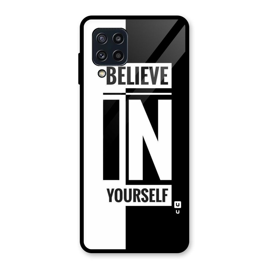 Believe Yourself Black Glass Back Case for Galaxy M32