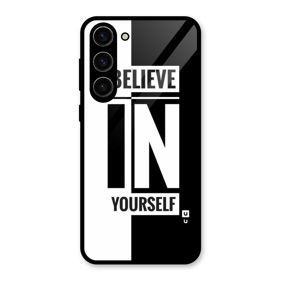 Believe Yourself Black Glass Back Case for Galaxy S23 Plus