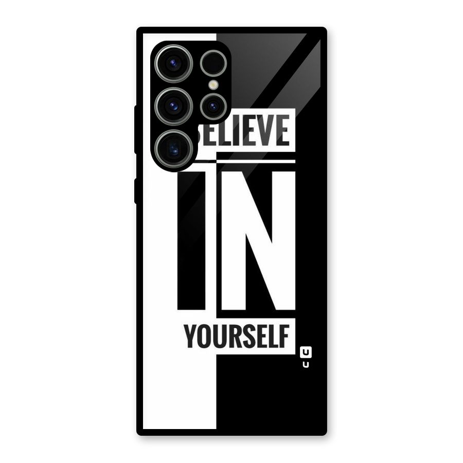 Believe Yourself Black Glass Back Case for Galaxy S23 Ultra