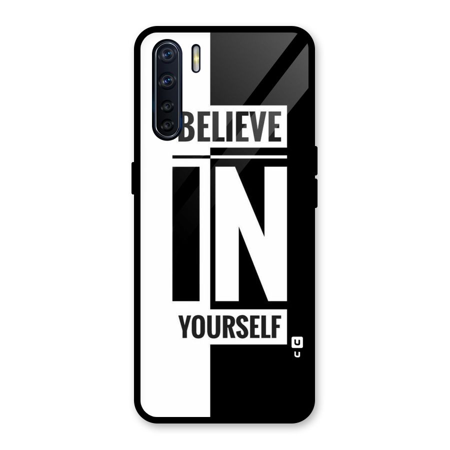 Believe Yourself Black Glass Back Case for Oppo F15