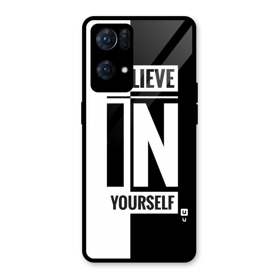 Believe Yourself Black Glass Back Case for Oppo Reno7 Pro 5G