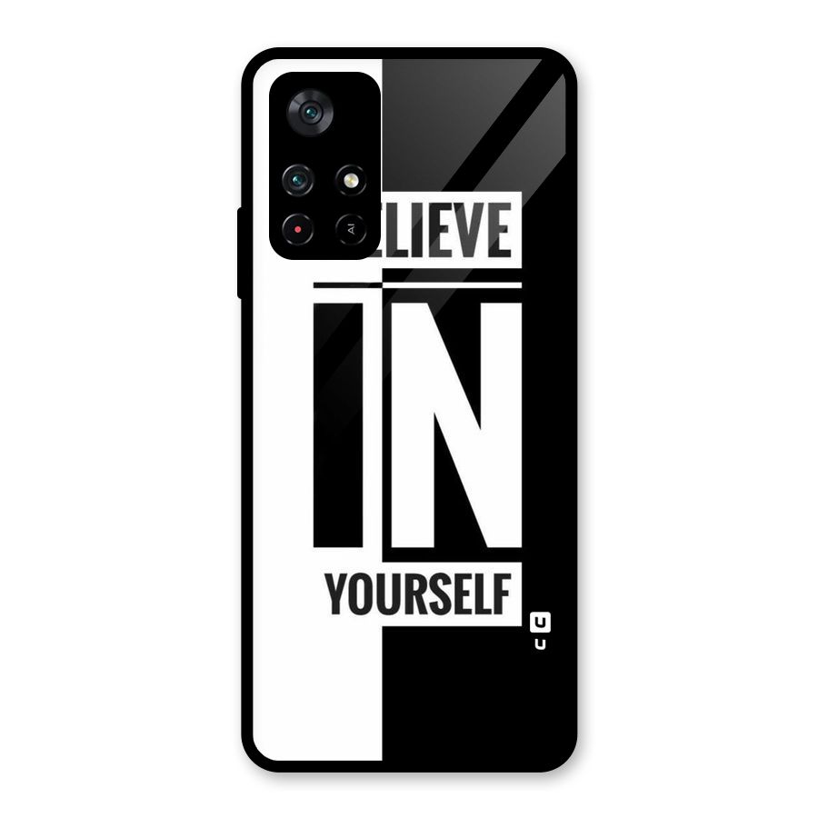 Believe Yourself Black Glass Back Case for Poco M4 Pro 5G
