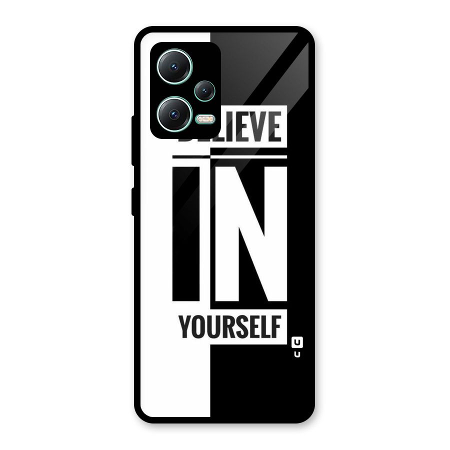 Believe Yourself Black Glass Back Case for Redmi Note 12 5G