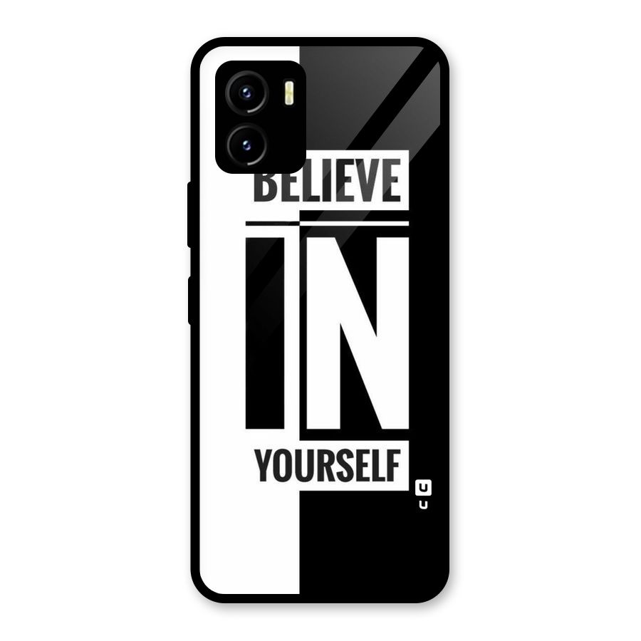 Believe Yourself Black Glass Back Case for Vivo Y15s