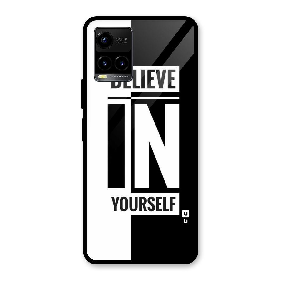 Believe Yourself Black Glass Back Case for Vivo Y21T