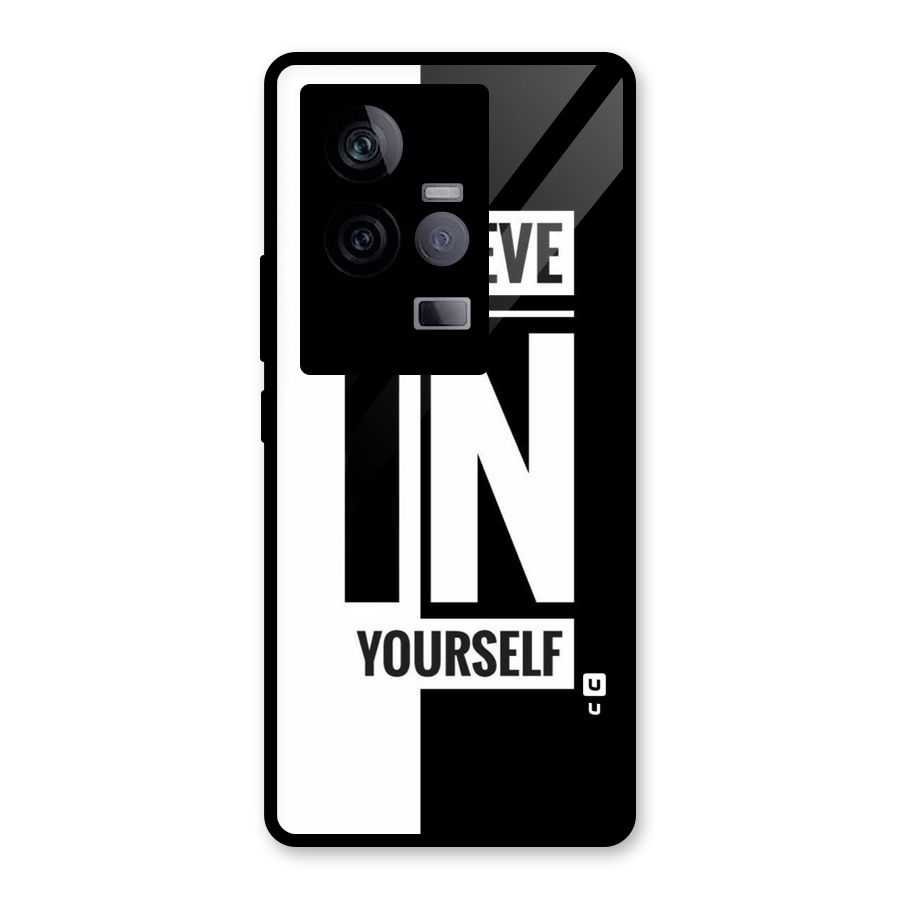 Believe Yourself Black Glass Back Case for Vivo iQOO 11 5G