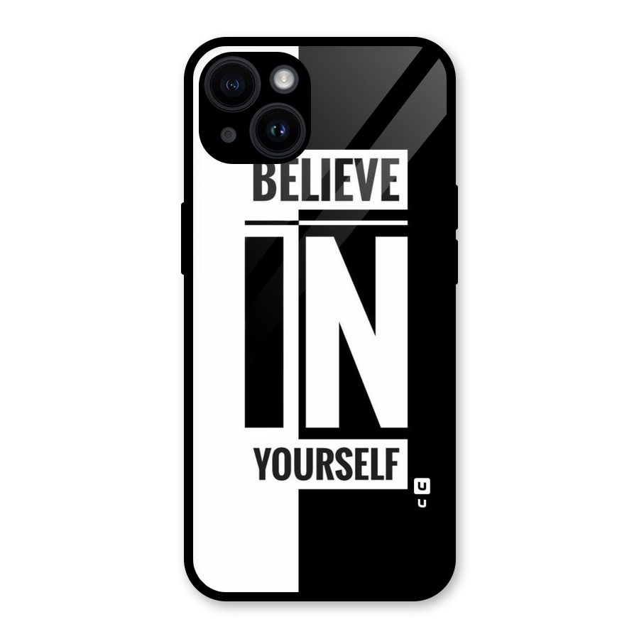 Believe Yourself Black Glass Back Case for iPhone 14