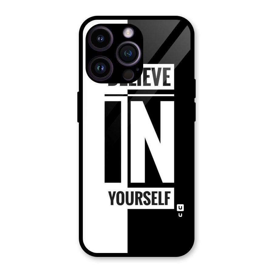 Believe Yourself Black Glass Back Case for iPhone 14 Pro Max