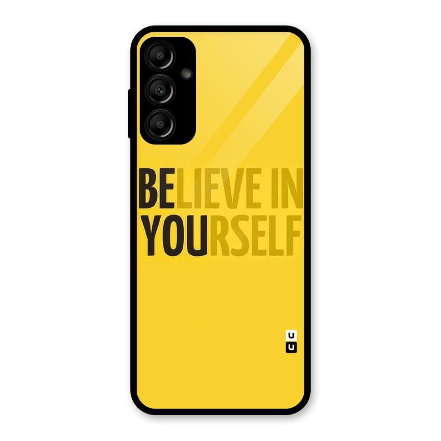 Believe Yourself Yellow Glass Back Case for Galaxy A14 5G