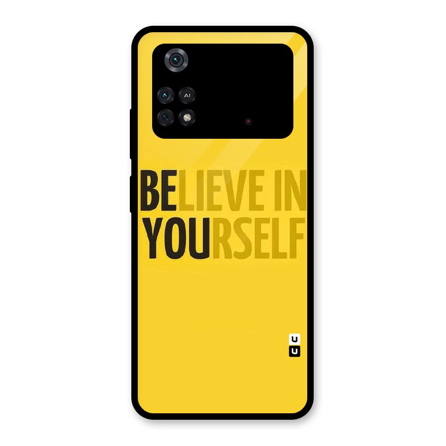 Believe Yourself Yellow Glass Back Case for Poco M4 Pro 4G