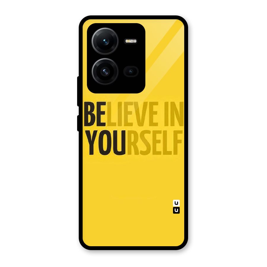 Believe Yourself Yellow Glass Back Case for Vivo V25
