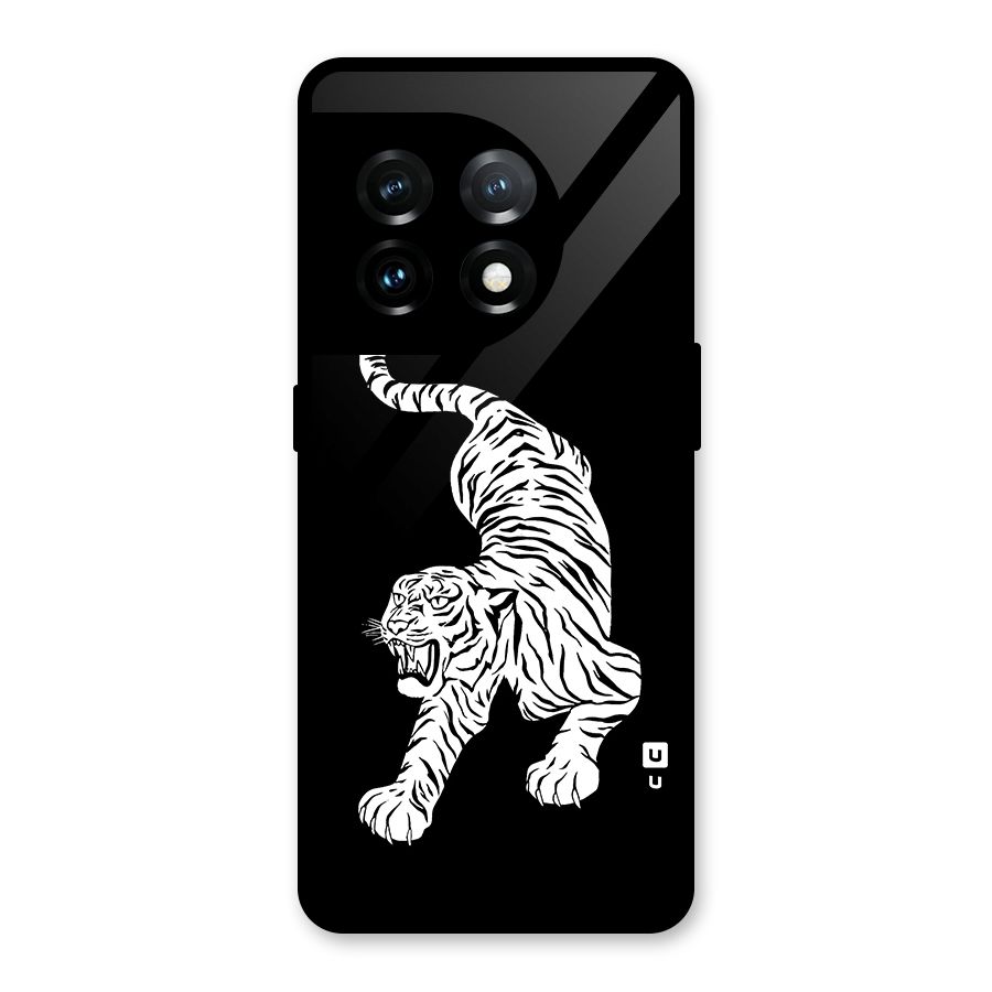 Bengal Tiger Stencil Art Glass Back Case for OnePlus 11
