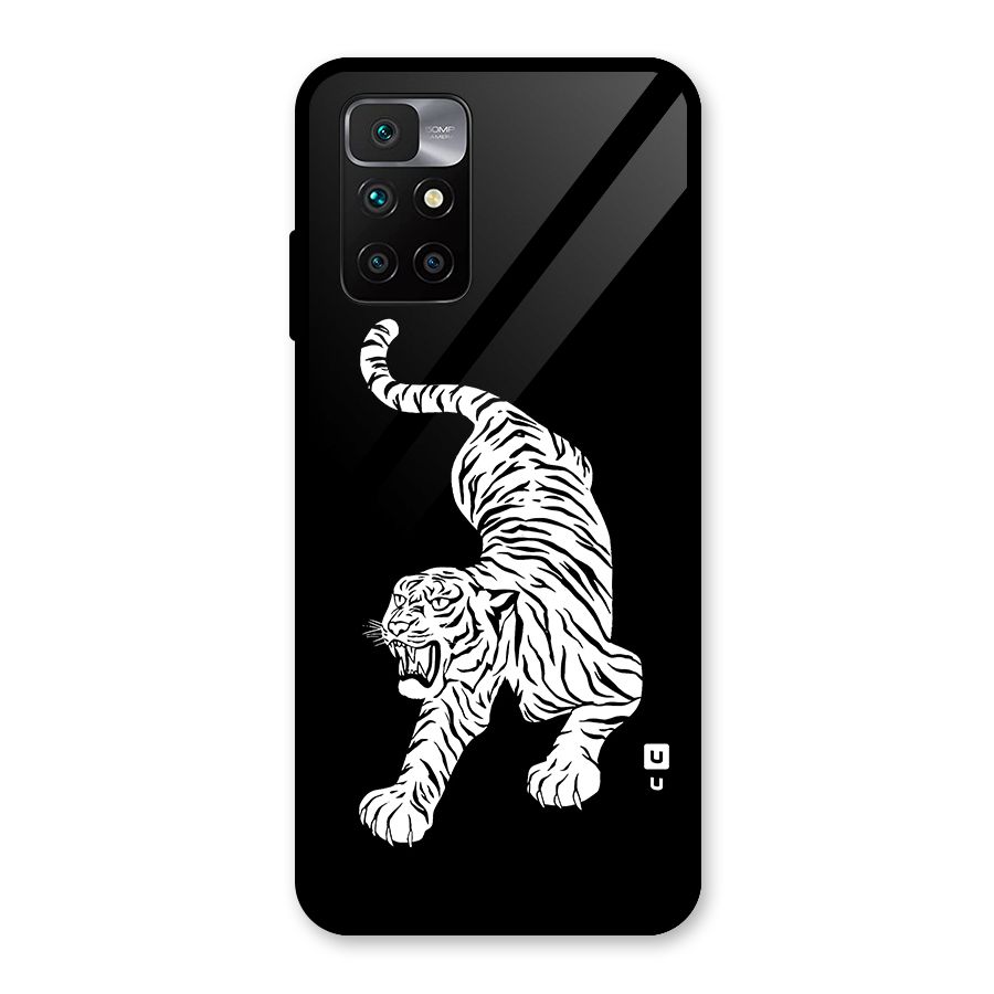 Bengal Tiger Stencil Art Glass Back Case for Redmi 10 Prime
