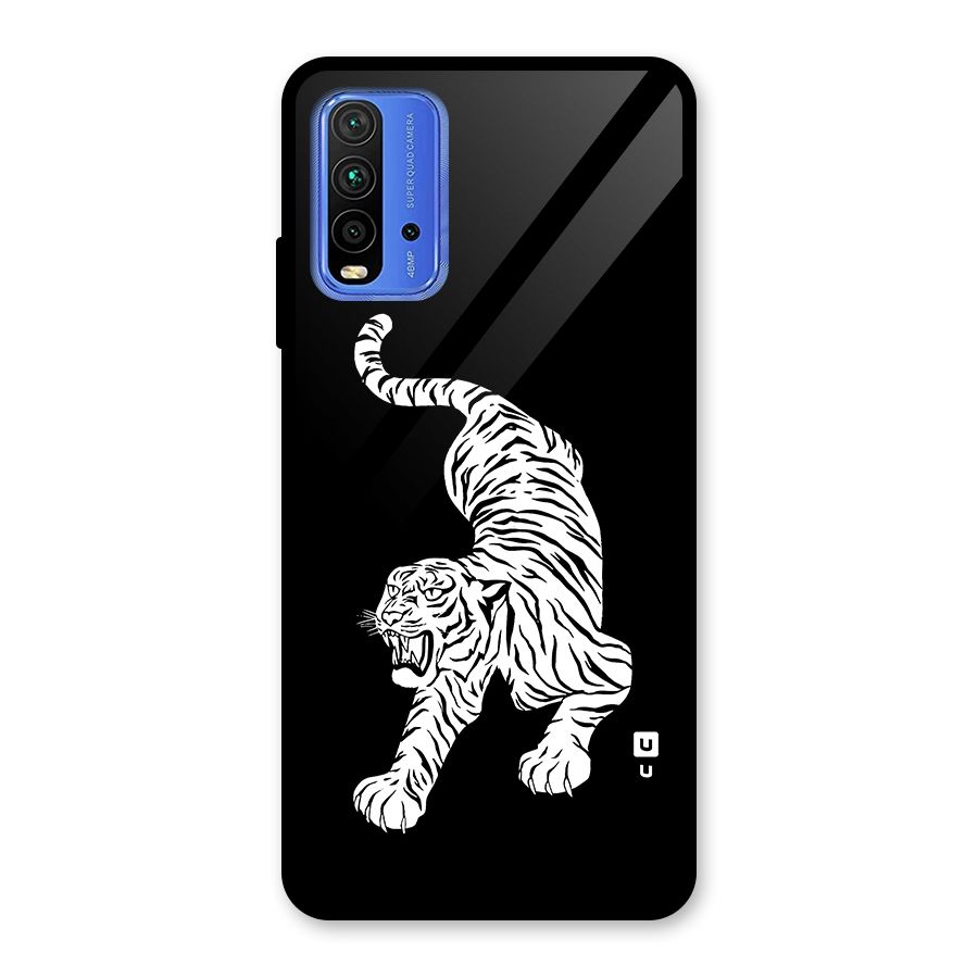 Bengal Tiger Stencil Art Glass Back Case for Redmi 9 Power