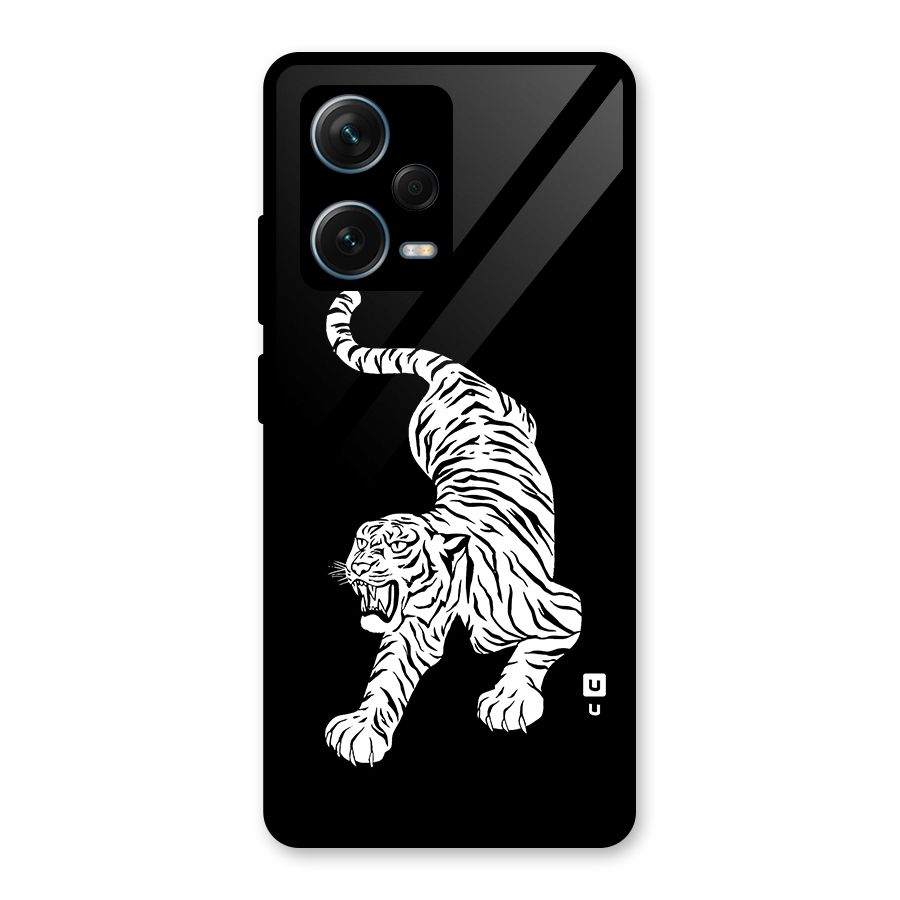 Bengal Tiger Stencil Art Glass Back Case for Redmi Note 12 Pro Plus 5G