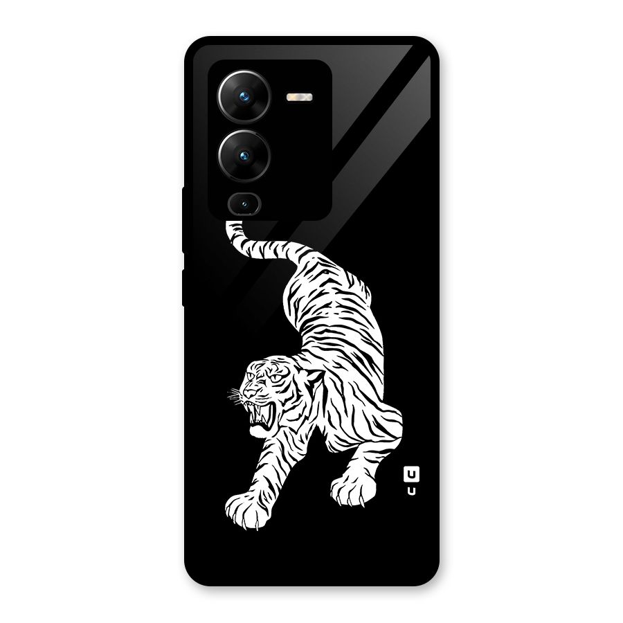 Bengal Tiger Stencil Art Glass Back Case for Vivo V25 Pro