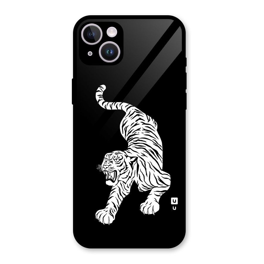 Bengal Tiger Stencil Art Glass Back Case for iPhone 14 Plus