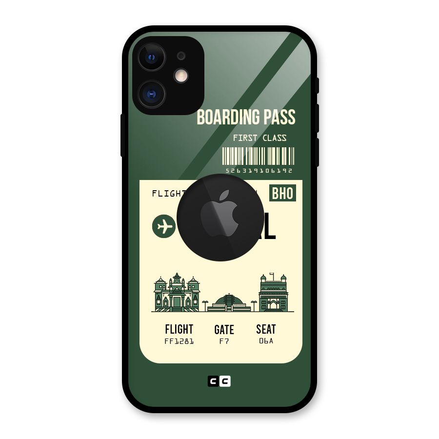 Bhopal Boarding Pass Glass Back Case for iPhone 11 Logo Cut