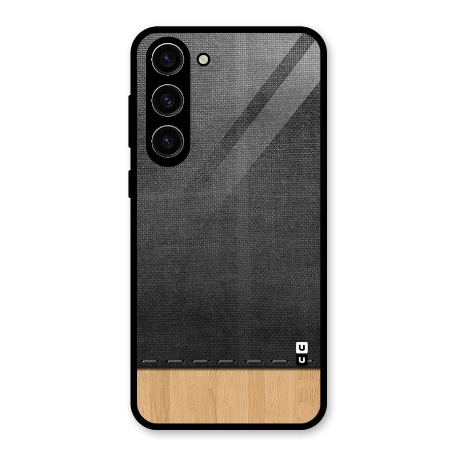 Bicolor Wood Texture Glass Back Case for Galaxy S23 Plus