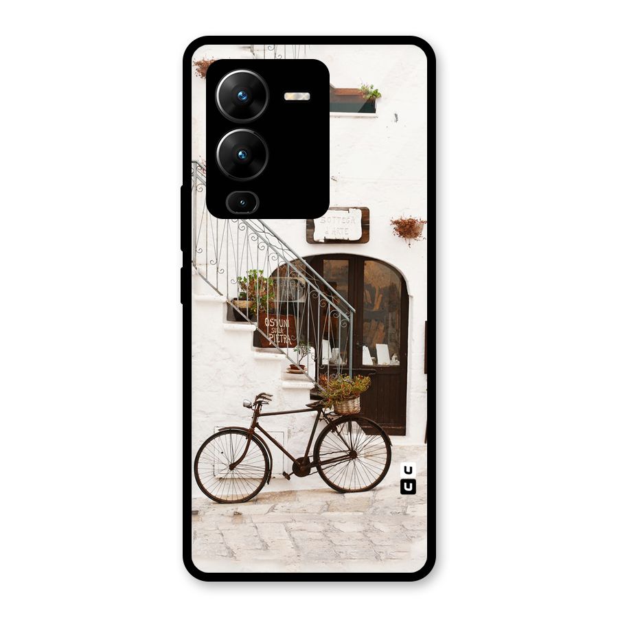 Bicycle Wall Glass Back Case for Vivo V25 Pro