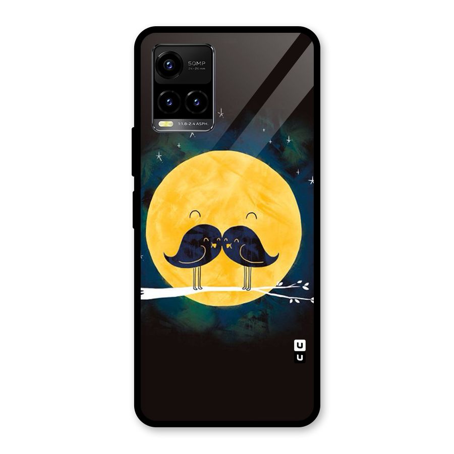 Bird Moustache Glass Back Case for Vivo Y21A