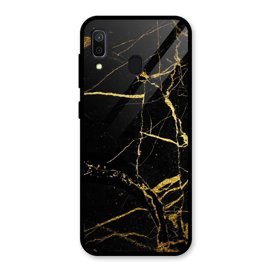 Black And Gold Design Glass Back Case for Galaxy A30