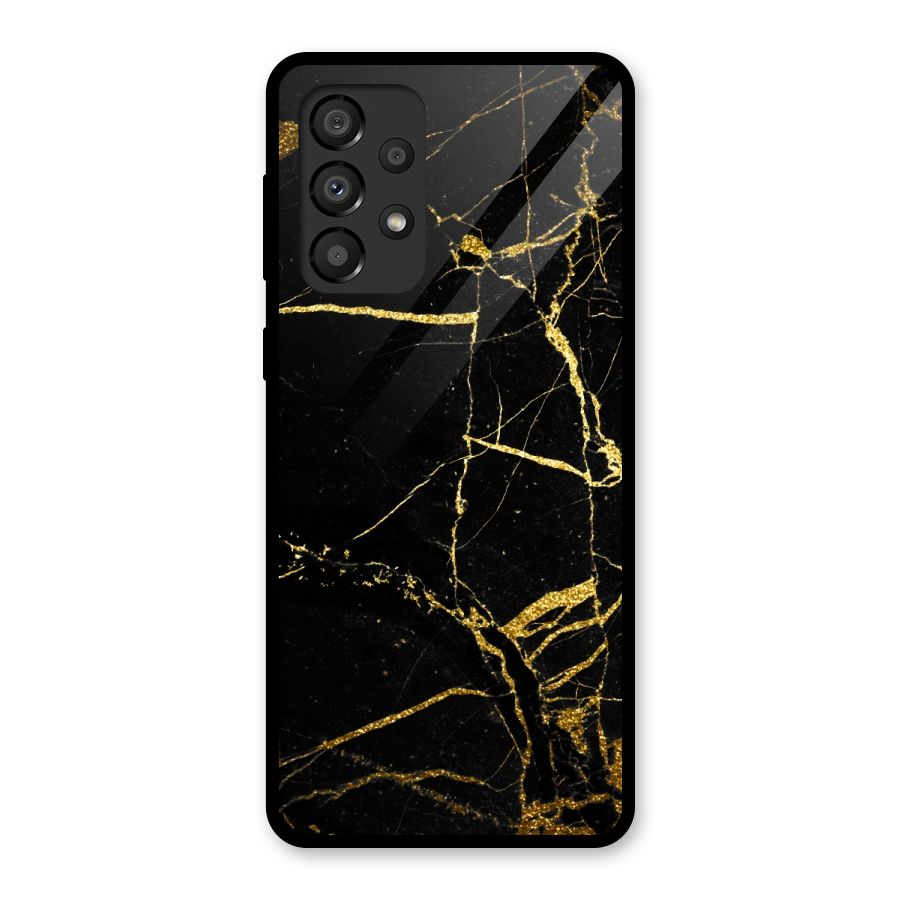 Black And Gold Design Glass Back Case for Galaxy A33 5G