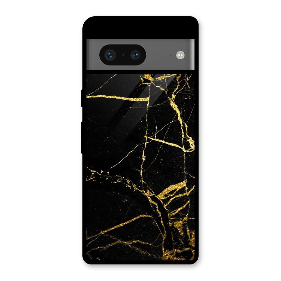 Black And Gold Design Glass Back Case for Google Pixel 7