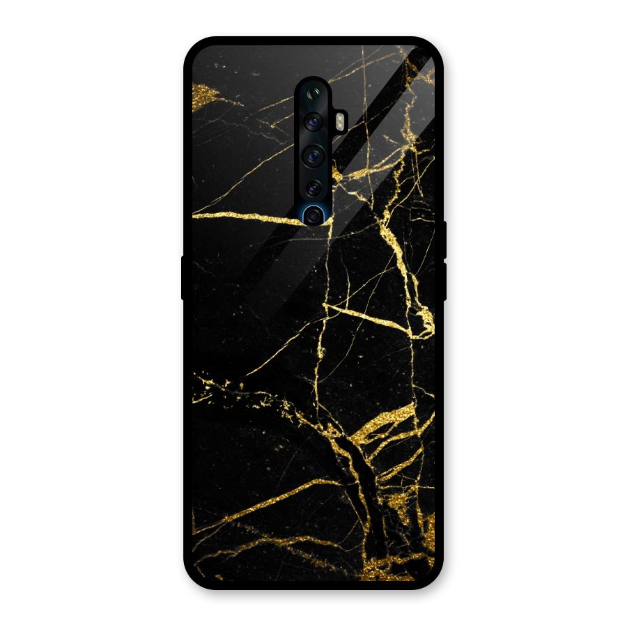 Black And Gold Design Glass Back Case for Oppo Reno2 F