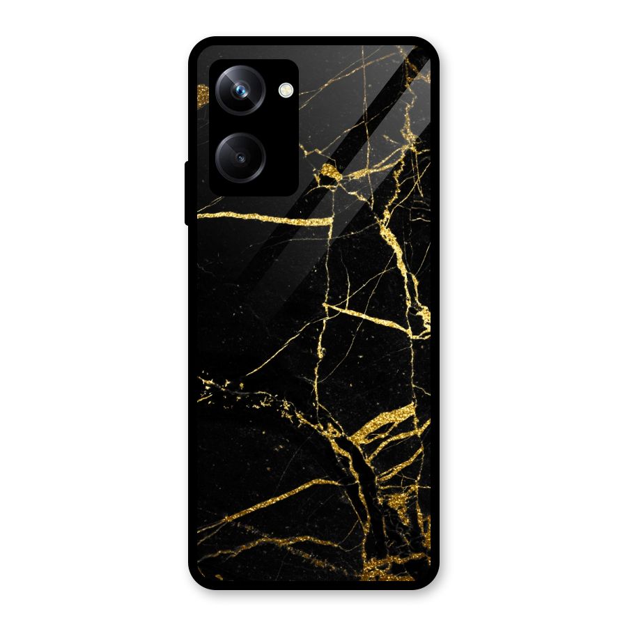 Black And Gold Design Glass Back Case for Realme 10 Pro