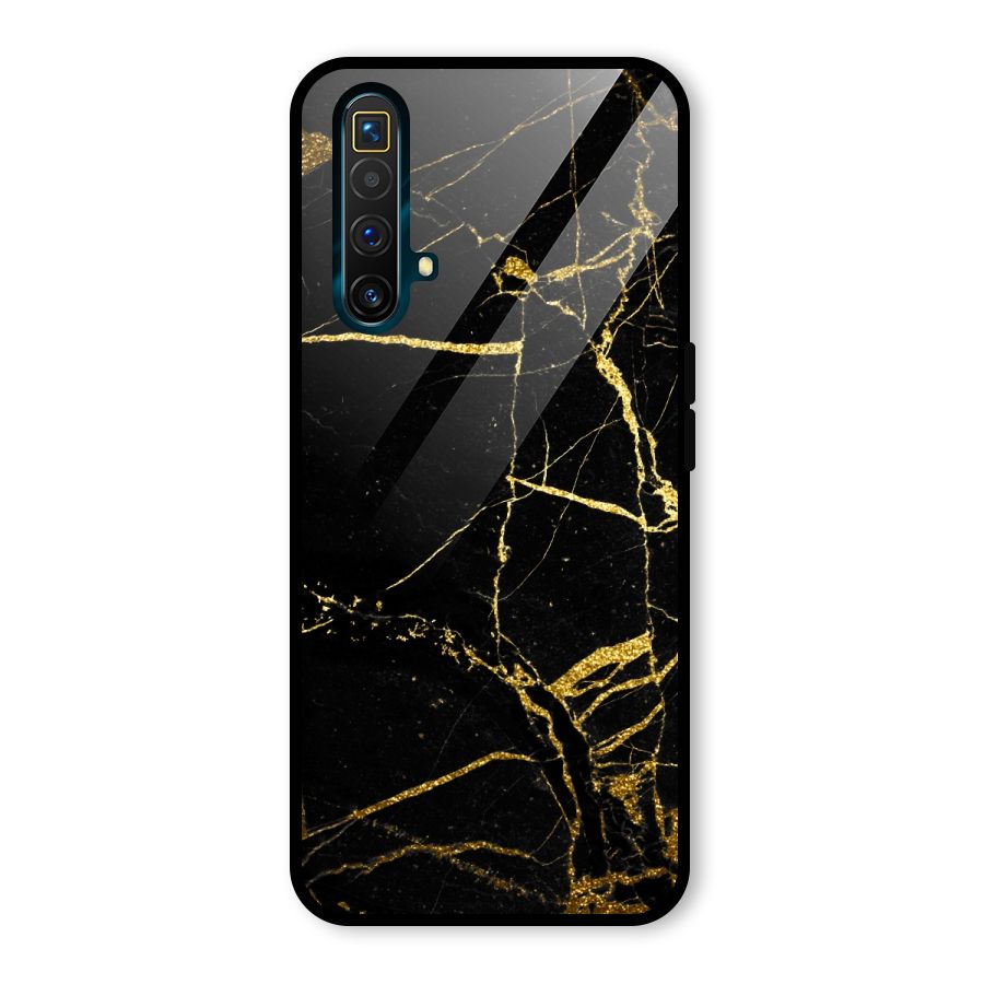Black And Gold Design Glass Back Case for Realme X3 SuperZoom